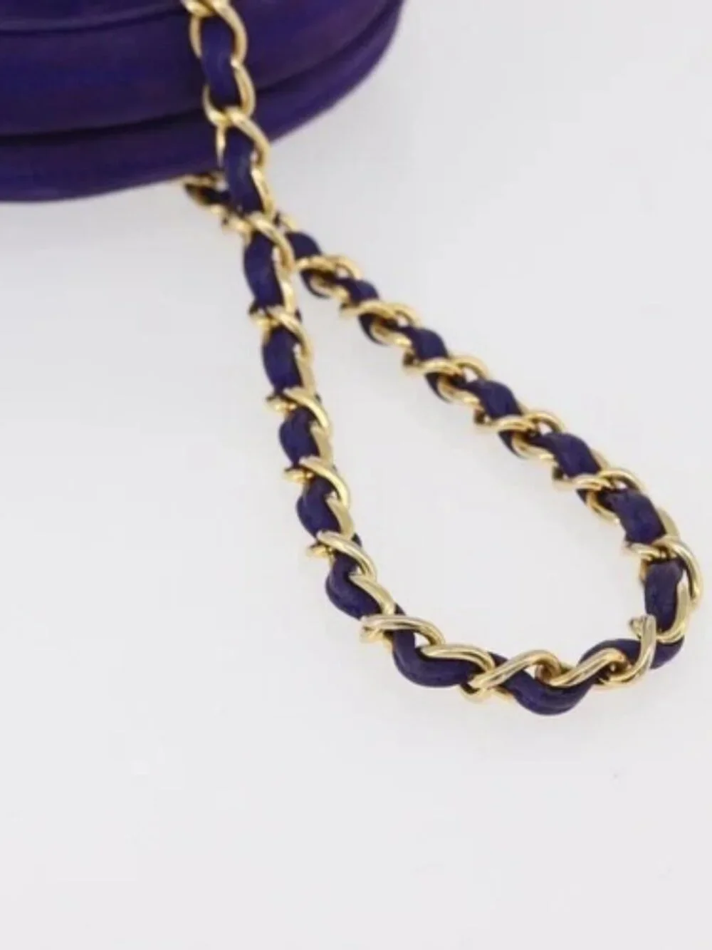 CHANEL Matelasse Chain Hand Bag Suede Purple Gold CC Auth YKZ821A